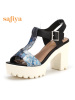 索菲娅Safiya夏防水台丁字扣印花圆头高跟凉鞋女SF52115021