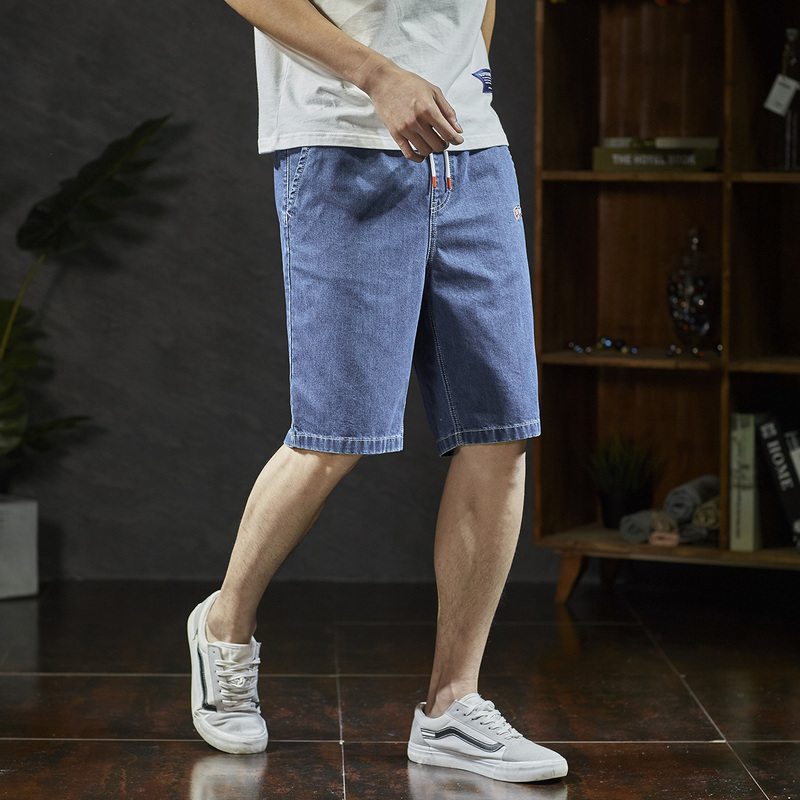唐狮夏季新款牛仔短裤男五分裤宽松薄款港风牛仔中裤韩版潮流