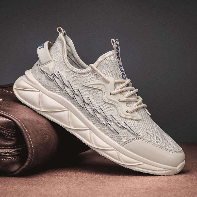 Ceba街头日常飞织透气休闲鞋2022春季男鞋个性鱼鳞片运动鞋青年椰子鞋图片