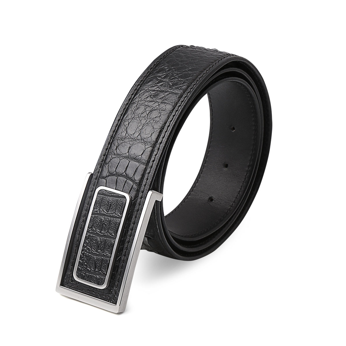 鳄鱼皮男士皮带男式皮带鳄鱼皮板扣男士裤带男式裤带鳄鱼皮男士裤腰带