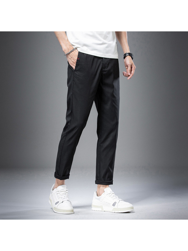 Ceba个性修身休闲夏裤薄款潮流韩版百搭弹力天丝裤子男裤简约九分男装