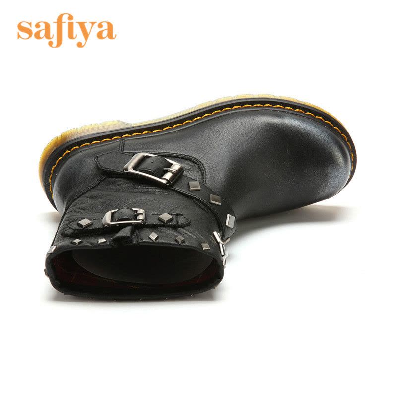 索菲娅Safiya牛皮圆头低跟套脚皮带装饰深口女鞋SF44111910图片
