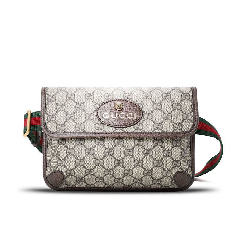 预订 GUCCI GG涂层 男女通用中性款虎头腰包斜挎包图片