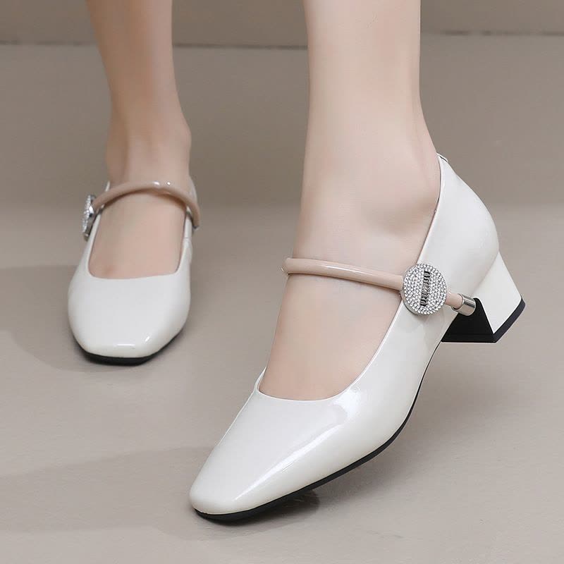 2025春秋季气质中跟真皮单鞋31小码时尚女鞋舒适感不累脚职业女鞋图片