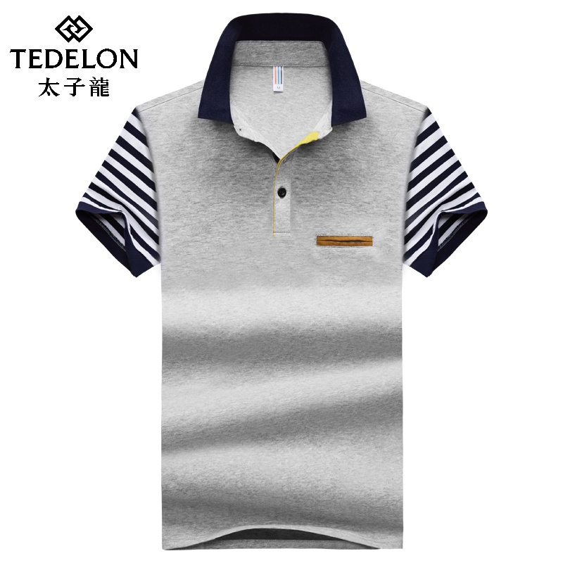 太子龙2018夏季新款Polo衫翻领短袖T恤男修身男士男装平铺