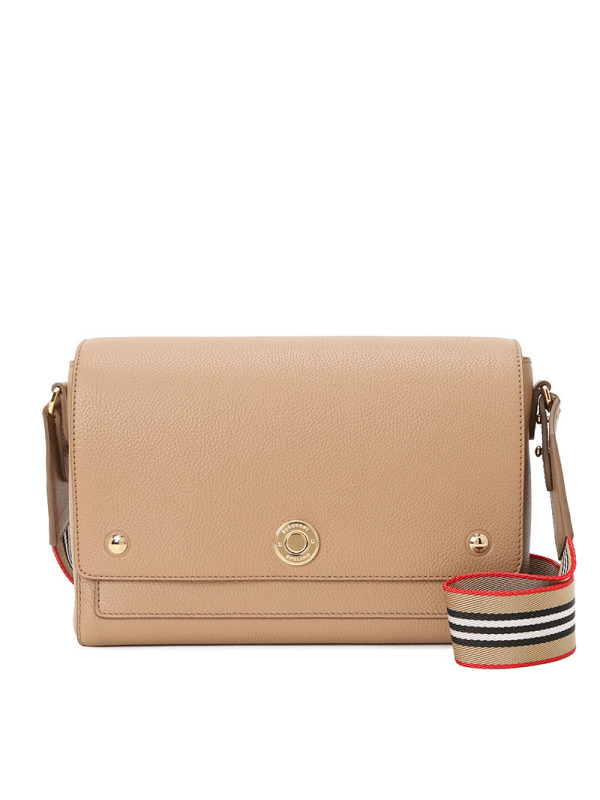 博柏利 BURBERRY NOTE 口盖包中号 字母印字标粒面皮 女士手提包