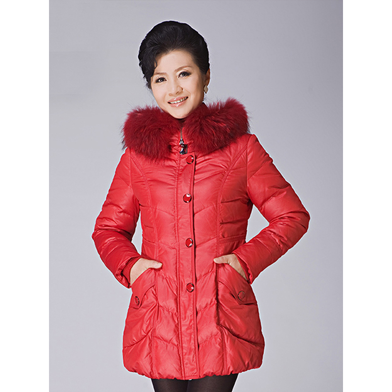 千仞岗羽绒服女中长款修身时尚大毛领冬装外套