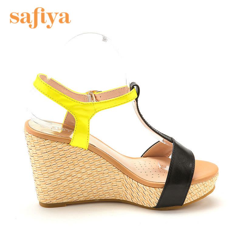 索菲娅Safiya春夏牛皮超高跟搭扣拼色凉鞋女SF42110101图片