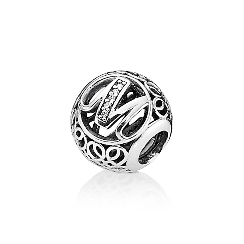 PANDORA潘多拉 复古字母M 925银串饰 791857CZ
