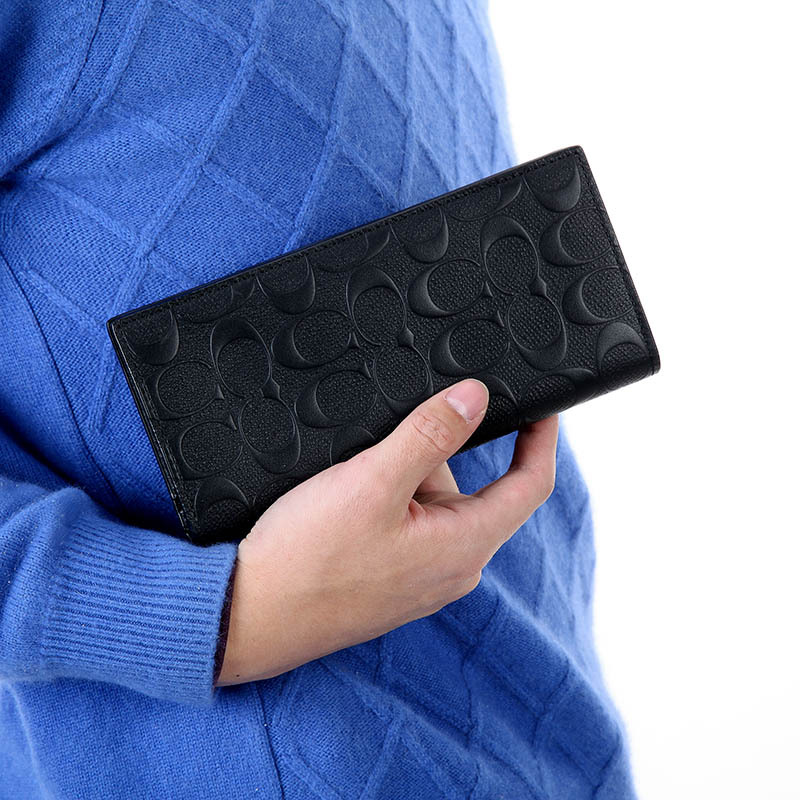 蔻驰coach男包奢侈品钱包时尚经典长款二层牛皮钱夹敞口开合男士零钱包商务名片夹手拿包