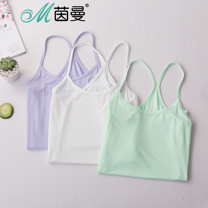 茵曼内衣 交叉美背露肩修身舒适性感吊带背心女打底衫9871031158