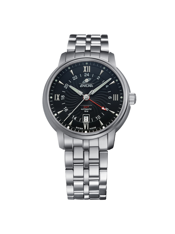 英纳格enicar经典系列时尚简约休闲商务钢带自动机械男士手表