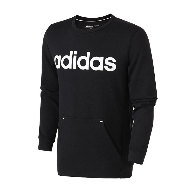 adidas阿迪达斯NEO男装休闲套头衫圆领卫衣运动服DW8050 L DW8050黑+白