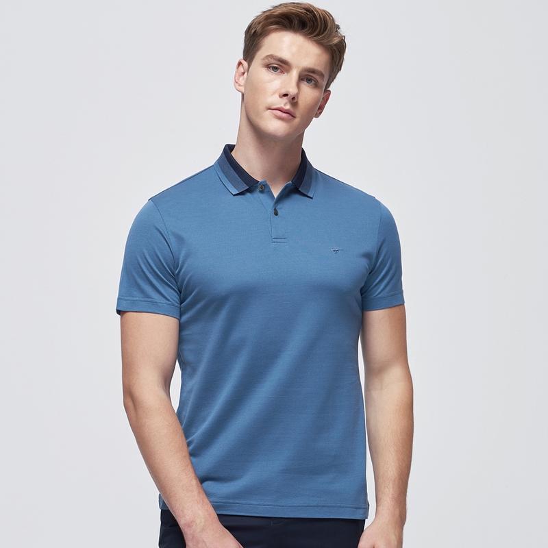 七匹狼短袖t恤男2020夏季新款丝光棉混纺商务翻领polo衫男装潮qz