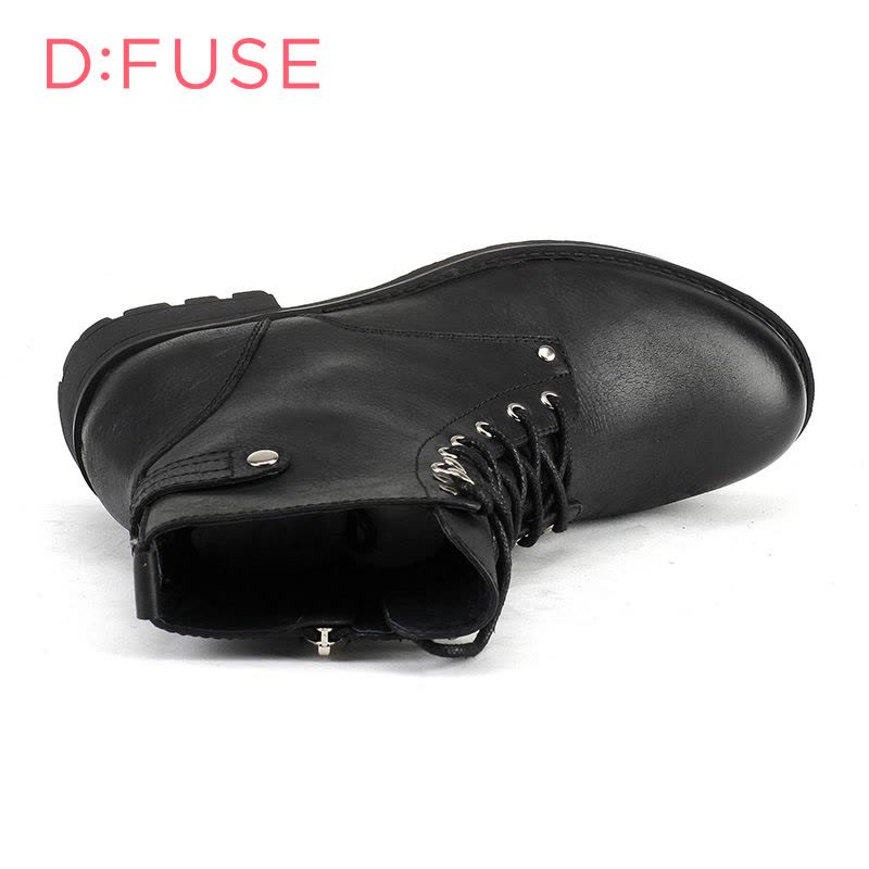 D：Fuse/迪芙斯冬牛皮圆头中跟马丁短靴女鞋DF54115145图片