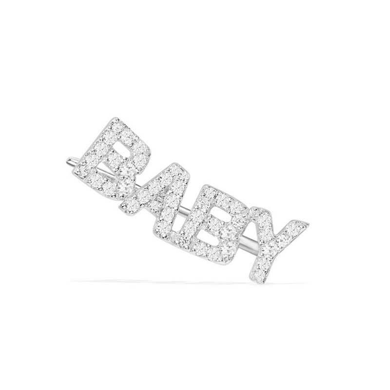 【apm MONACO】字母BABY耳环单只耳扣新款气质925银耳饰耳坠时尚穿孔耳挂镶晶钻女士饰品