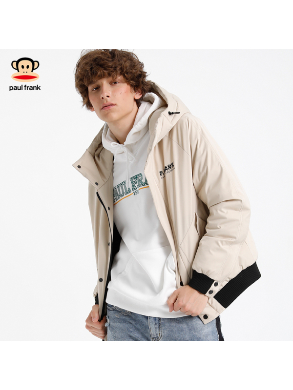 PaulFrank/大嘴猴秋冬季男款外套羽绒服保暖休闲户外防风X 米白 M