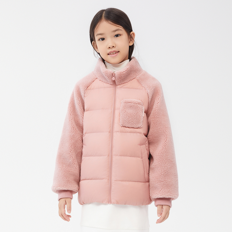 波司登2022新款羽绒服轻暖儿童立领纯色拼接可爱保暖