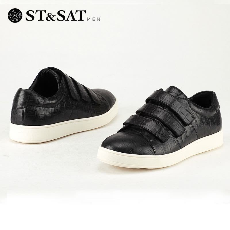 星期六(ST&SAT)男鞋石头纹牛皮革圆头平底休闲皮鞋SS53128764图片