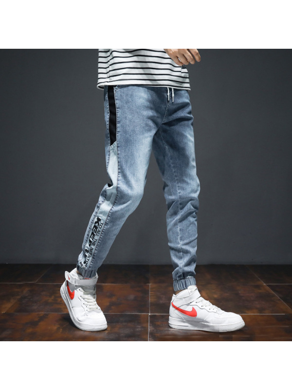 Ceba潮牌工装牛仔裤男宽松休闲哈伦男士束脚 流仔裤 韩版百搭大码男裤