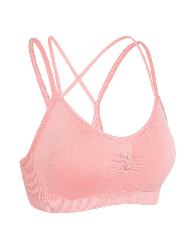 春夏无痕弹力吊带美背交叉文胸女无钢圈睡眠瑜伽跑步健身运动内衣