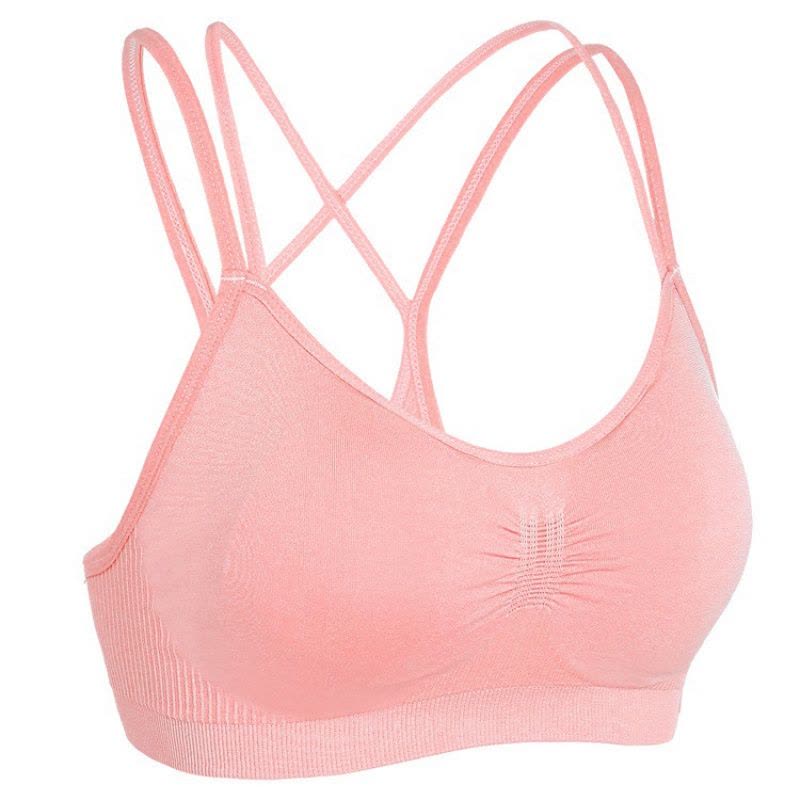 春夏无痕弹力吊带美背交叉文胸女无钢圈睡眠瑜伽跑步健身运动内衣图片