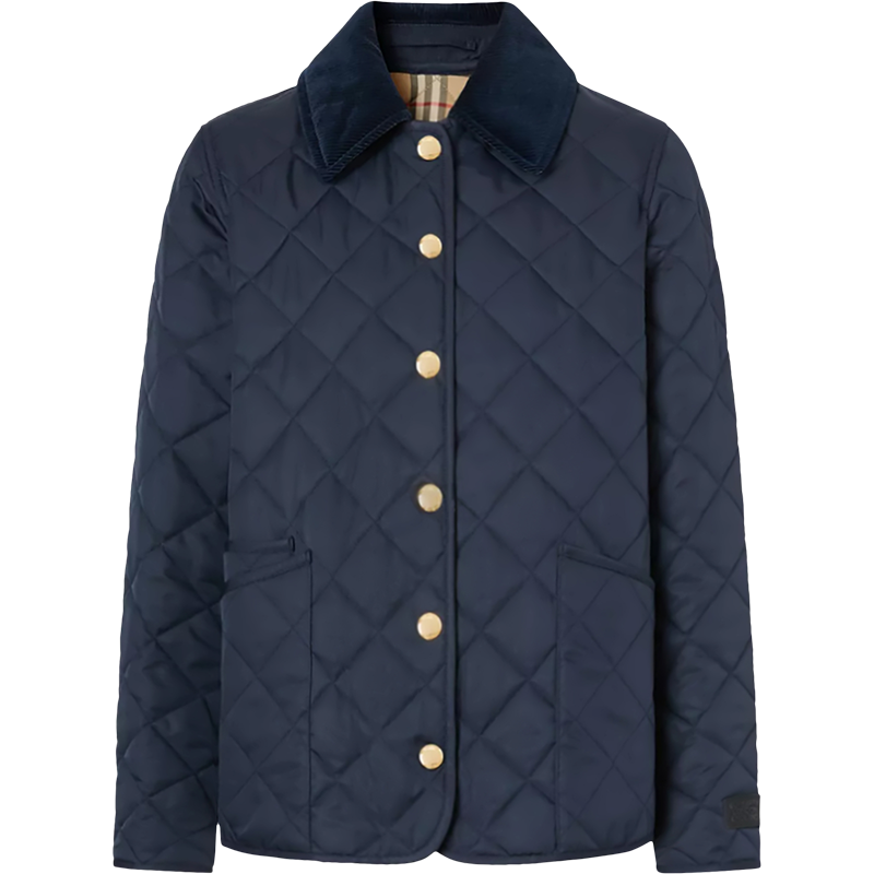 BURBERRY 博柏利 女款聚酯纤维灯芯绒衣领菱形绗缝棉服夹克上衣外套 80498721