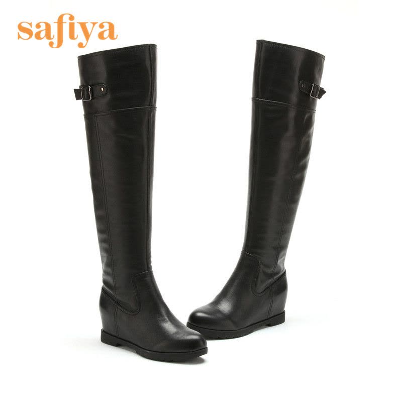 索菲娅Safiya牛皮圆头低跟拉链纯色深口女鞋SF44111902图片