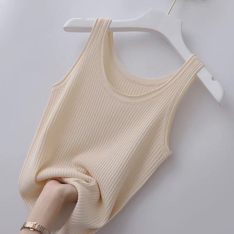纯色圆领无袖背心女夏季坎肩吊带打底衫女内穿外搭螺纹t恤上衣女