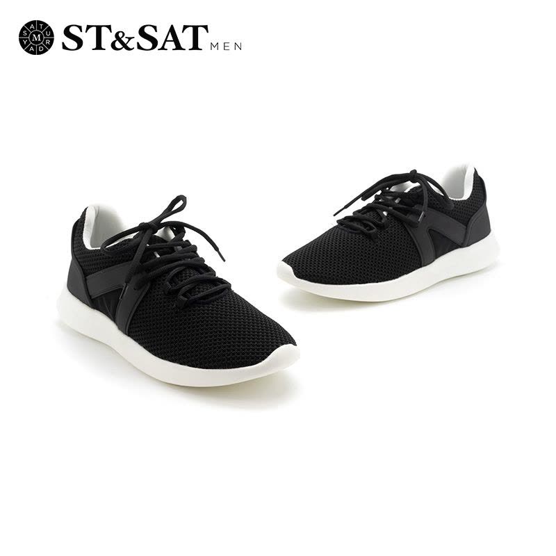 星期六(ST&SAT)男鞋18年新品专柜同款交叉系带圆头平底休闲鞋SS83125421图片