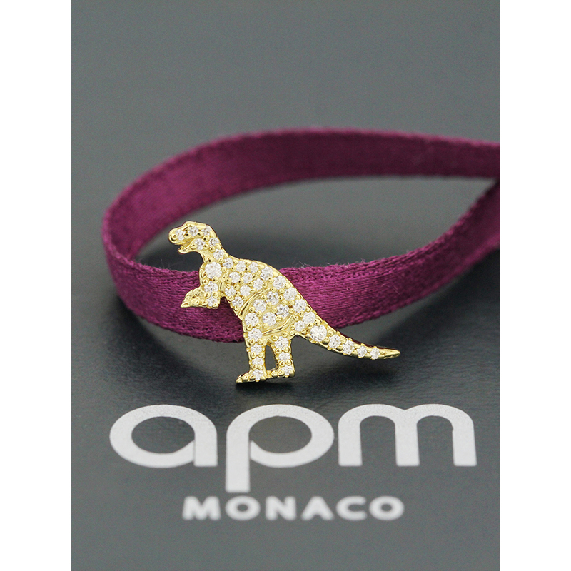apm MONACO恐龙缎带项圈手绳925银项链时尚镶晶钻通用潮饰首饰AC3691GXY AC3691PXY