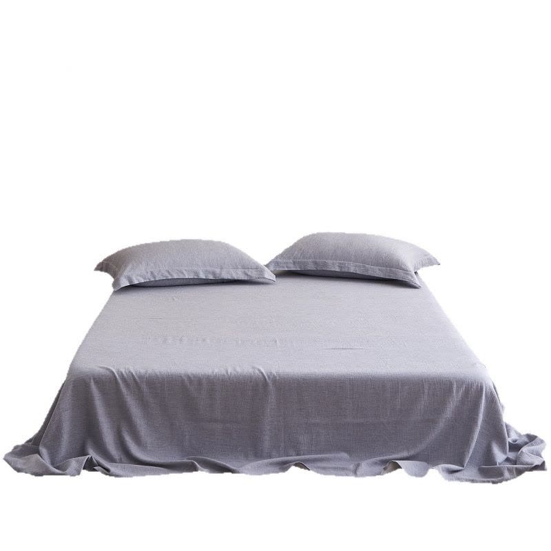 日系质感素色10%亚麻90%床单单件A类简约侘寂棉麻被单三件套图片