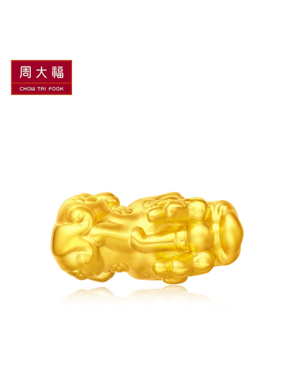 周大福光沙貔貅转运珠足金黄金吊坠R17083