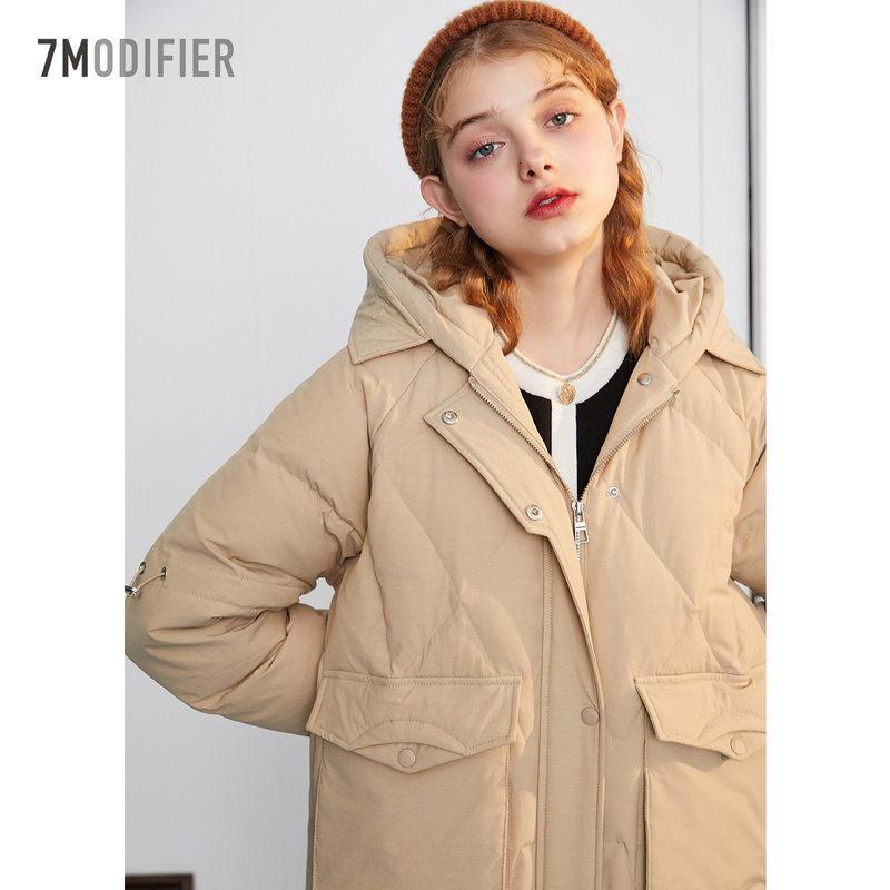 专柜同款羽绒服2019秋冬季新款韩版时尚宽松面包女士中长款加厚白鸭绒外套709D8020