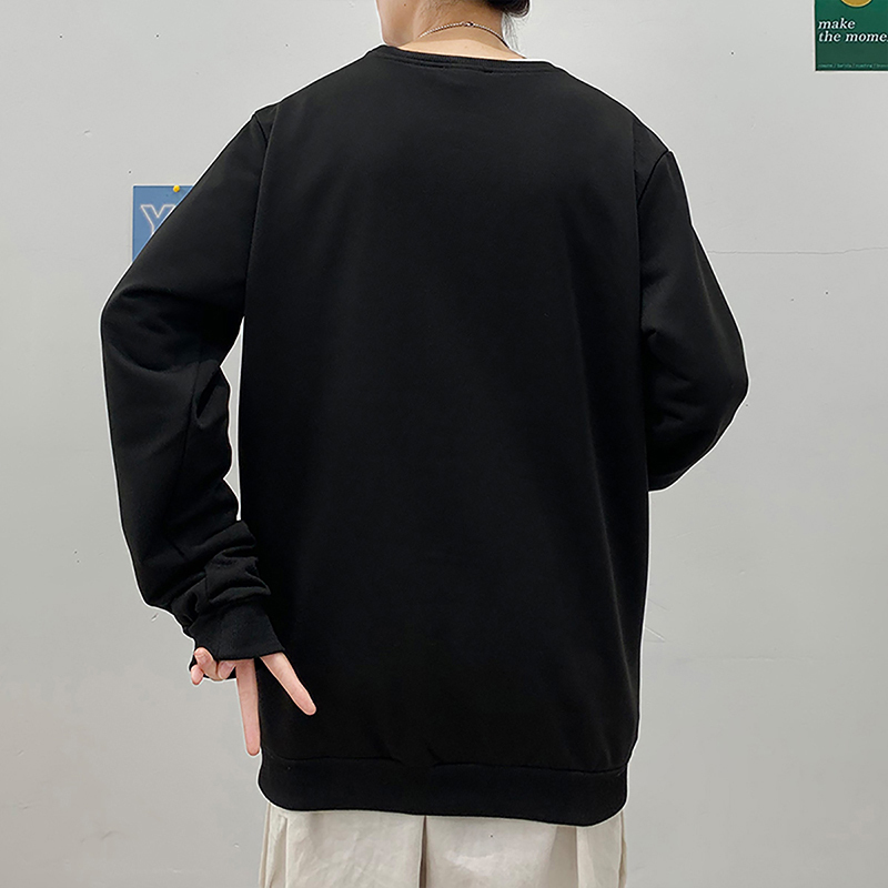 罗蒙（ROMON）印花圆领卫衣男2021春秋季ins港风宽松百搭套头上衣潮流
