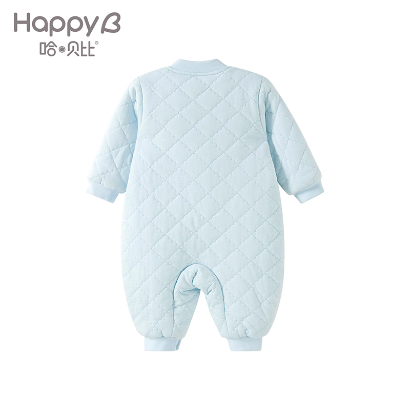哈贝比婴儿衣服秋装冬季连体棉袄男女宝宝爬服加厚哈衣0-1岁保暖