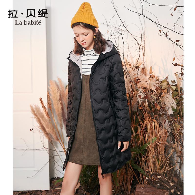 【专柜同款】拉贝缇轻薄羽绒服女中长款拉夏贝尔2019冬季新款韩版时尚宽松外套60008628