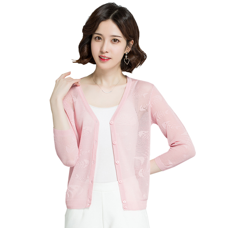 恒源祥针织衫女开衫夏季款镂空短外套女上衣开衫女装视频