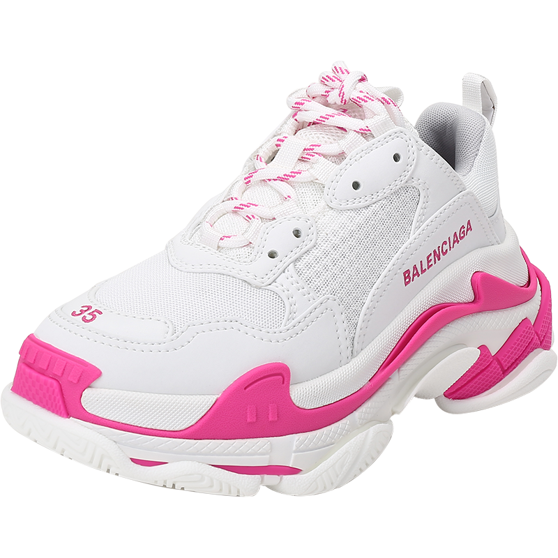 巴黎世家 BALENCIAGA 女士TRIPLE S系列织物/聚氨酯系带休闲运动鞋老爹鞋厚底鞋 524039 W2CA3