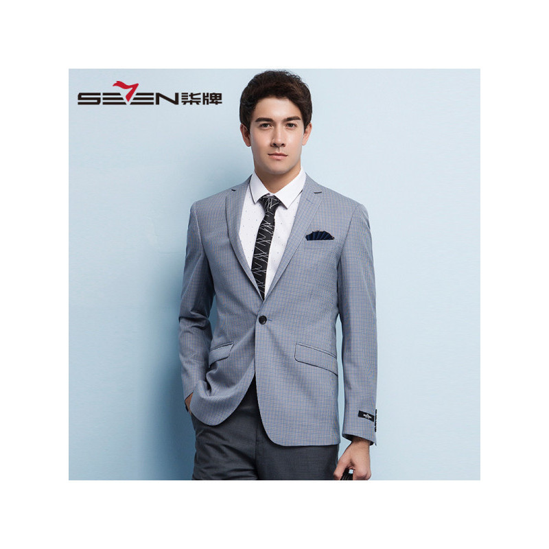柒牌seven男装西服上衣秋冬男士新款商务正装休闲单西英伦风格纹西装