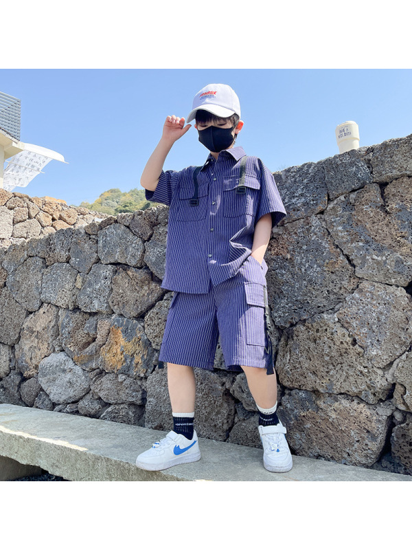 男童套装夏季2025新款儿童夏装运动中大童衣服短袖帅气网红童装潮