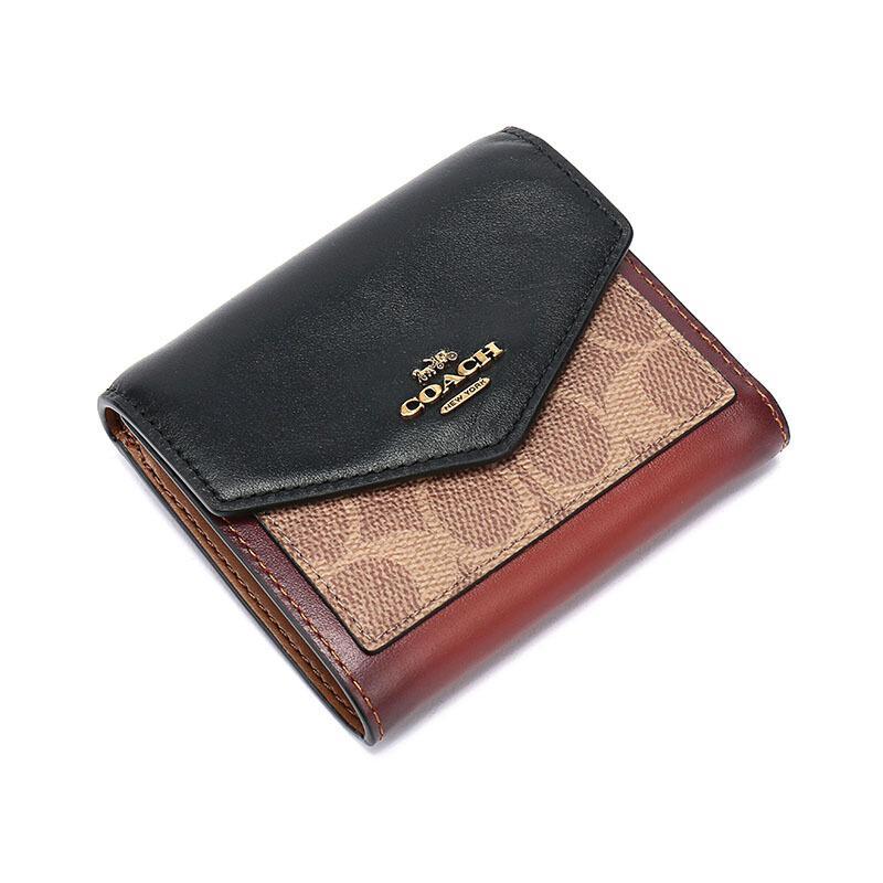 COACH 蔻驰 奢侈品 女士涂层帆布配皮短款钱包 32610
