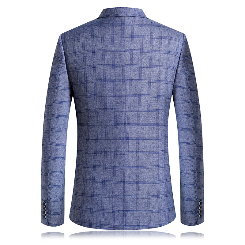 太子龙2019春季薄款单西 男士格子小西装商务休闲西服6826