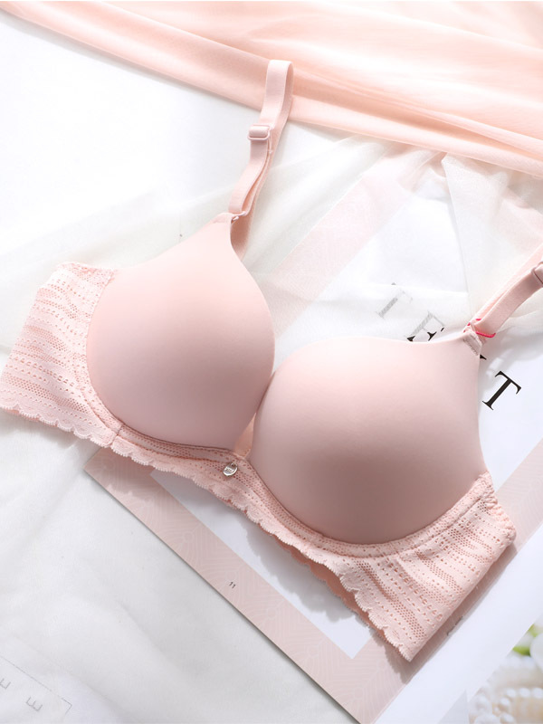 依曼丽光面无痕文胸百搭聚拢小胸中厚性感上托少女无钢圈内衣