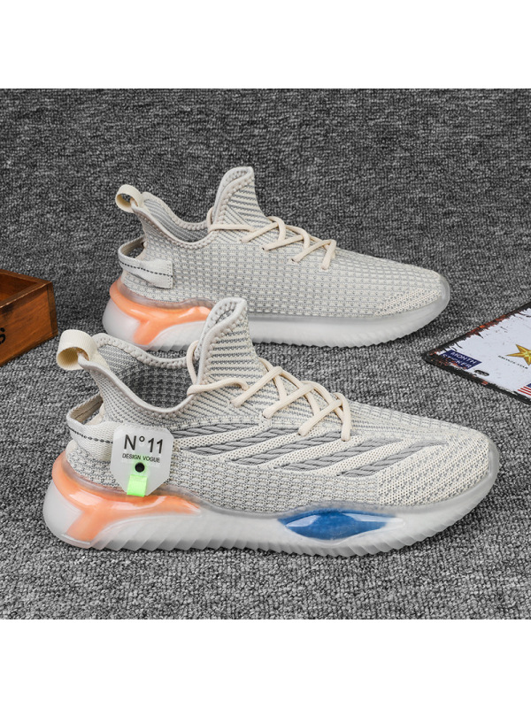 Ceba2022春季新款飞织椰子鞋透明底休闲运动鞋网面透气跑步鞋潮男鞋