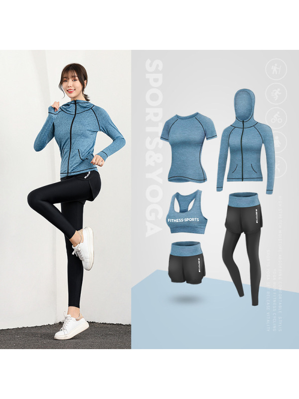 CeenBulled运动套装暴汗服女健身房春季跑步休闲速干五件套初学者时尚瑜伽服