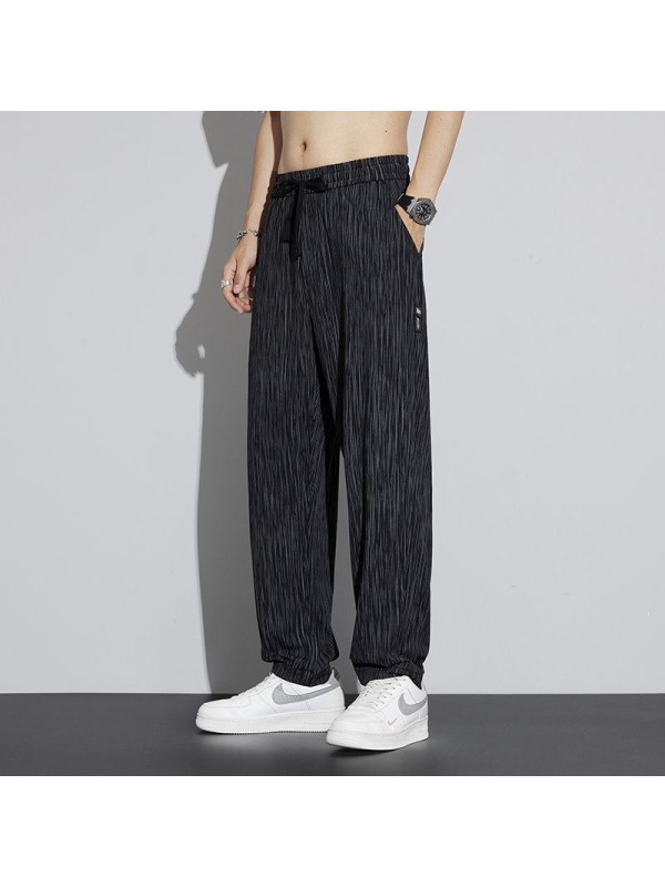 2025新款冰丝垂感休闲裤男士夏季薄款速干九分裤宽松