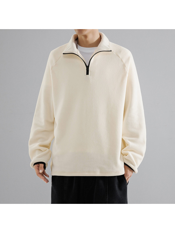 卫衣男奥粒绒秋冬季新款宽松百搭长袖半高领套头休闲男士纯色上衣