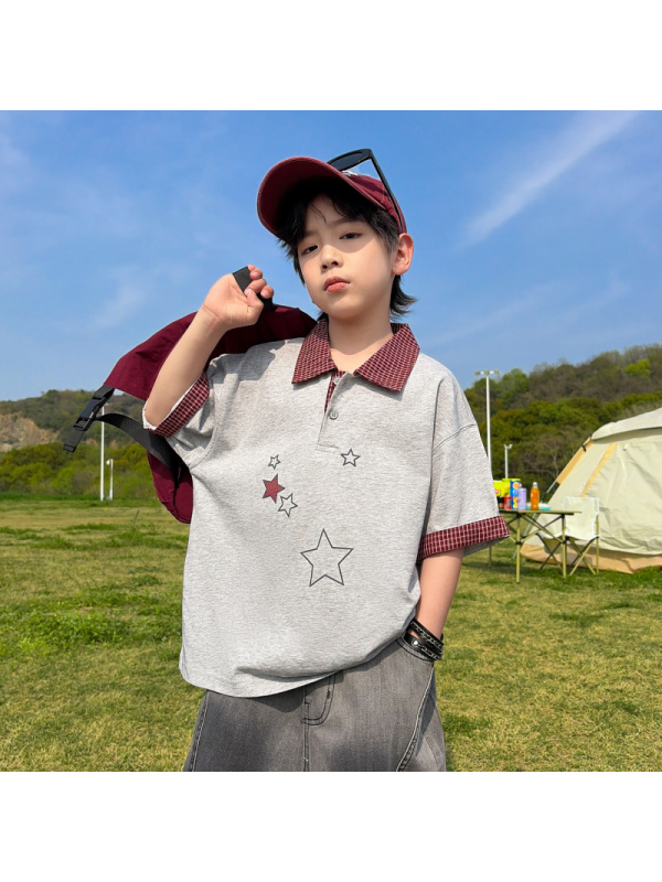 男童夏装短袖polo衫T恤2026新款中大儿童夏季薄款休闲上衣潮T