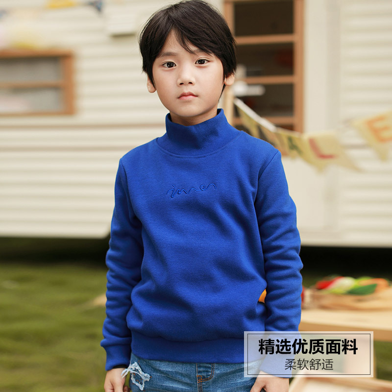 ①茵曼童装 2018秋冬男女童高领卫衣保暖中大童长袖打底衫T恤